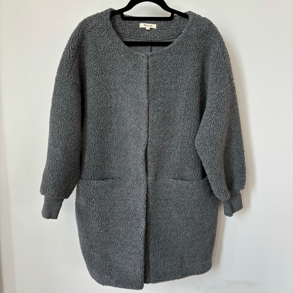 Madewell Sherpa Gray Long Jacket Size M